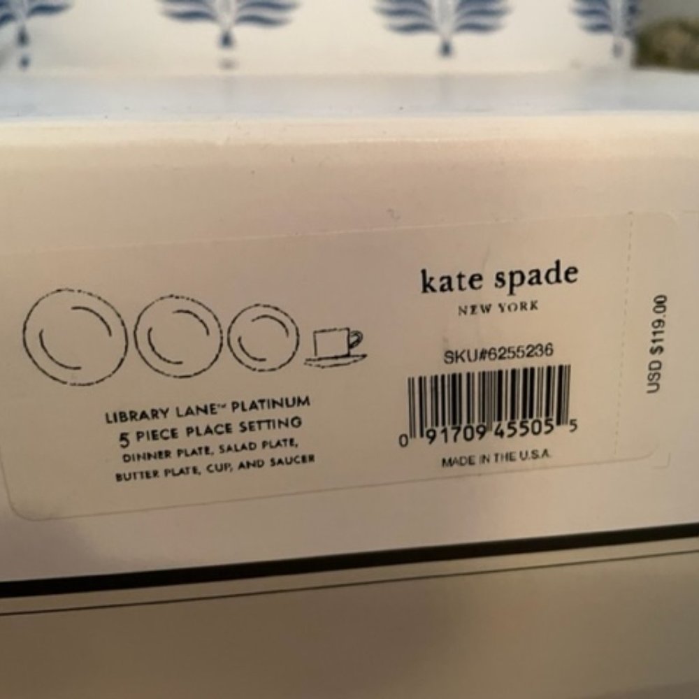 2 Kate Spade Library Lane Platinum 5-piece place settings